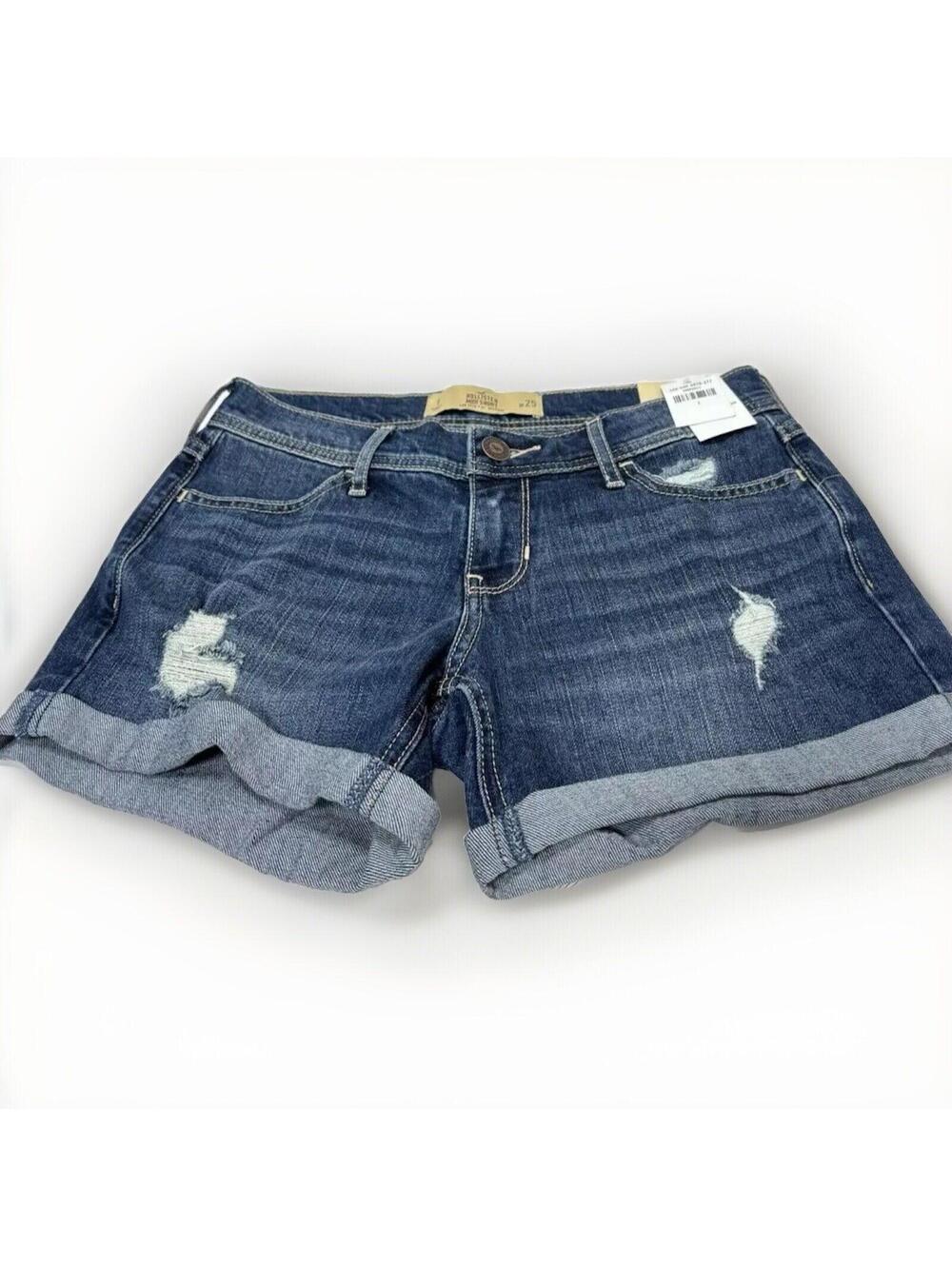 Hollister Women's Jean Midi Shorts Size 1 W25 Darker Wash -Brand New
